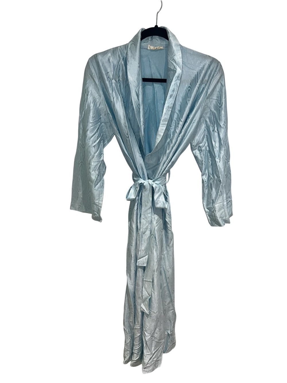 Vintage 70’s Leisure Lady Blue Metallic Satin Robe Women’s Size Medium Glam
